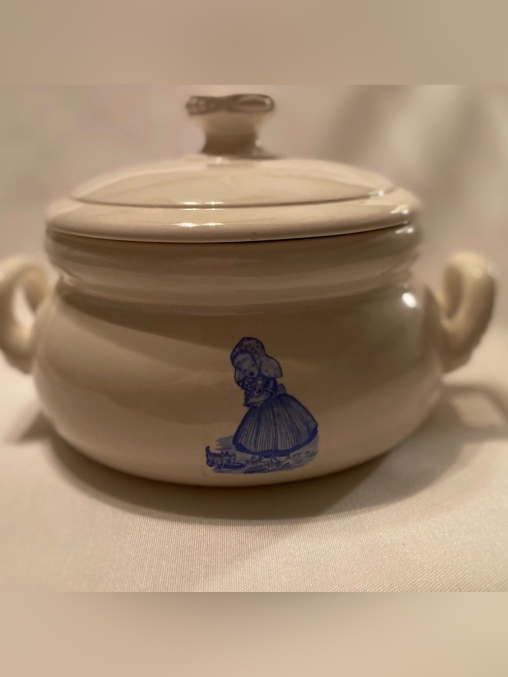 Vintage Covered Casserole or Lidded Serving Dish Little Dutch Children Motif